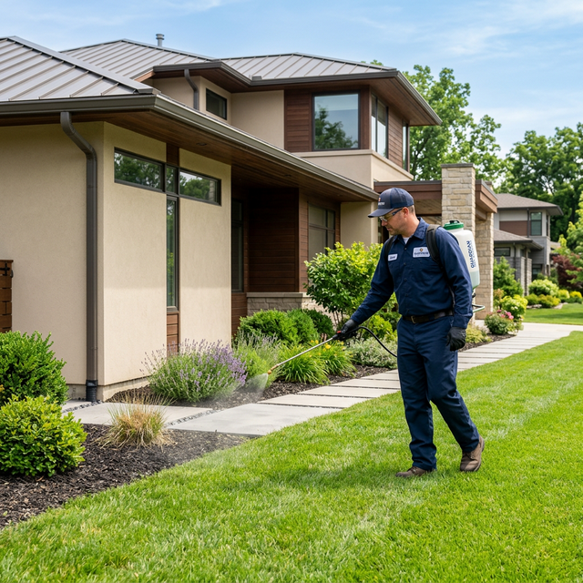 Pest control technician spraying — preventative pest control