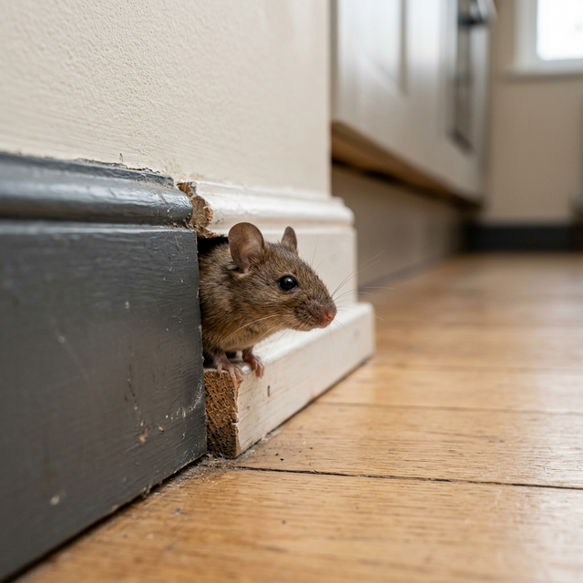 Mouse peeking from wall — rodent control