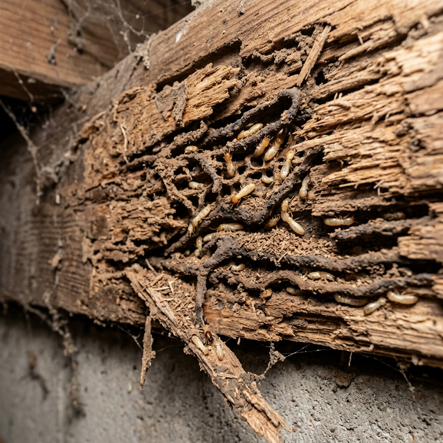 Termite damage on wood — termite control